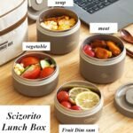 4-Pack Brown 304 Stainless Steel Microwave-Safe Lunch Box Set - Stackable Insulated Bento Containers for Office & School - Image 3