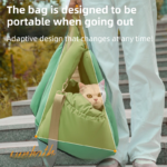 Green 2-in-1 Fluffy Travel Cat Bed & Car Safety Seat - Enclosed Windproof Pet Carrier with Reversible Summer/Winter Cushion, Reinforced Handle and Escape-Proof Leash - Image 3