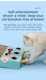 Whack-A-Mole Cat Toy (Plush Mole & 5 Hole) - Interactive Puzzle Box - Image 3
