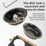 Black Elevated Adjustable (9-14CM) Double Ceramic Bowls Pet Diner - Ergonomic 270° Tilt Controlled Tip-Proof Stable Iron Base - Image 4