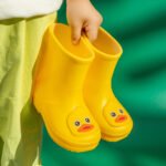 Cute Yellow Duck Kids Rain Boots with Removable Warm Cotton Liner - Waterproof Anti-Slip Toddler Wellies for Foot Length 14CM - Image 2