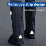 A Pair 40CM High-Tube Double-Layer Waterproof Rain Boot Covers - Durable Anti-Slip Reflective Motorcycle Over-Shoes (S Size) - Image 6