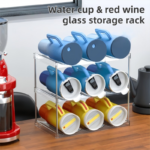 4-Tier Stackable Black Cup & Wine Organizer - Detachable Tumbler & Bottle Desktop Rack - Image 2