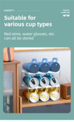 4-Tier Stackable Black Cup & Wine Organizer - Detachable Tumbler & Bottle Desktop Rack - Image 4