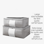 2-Pack Grey Large Quilt & Clothes Storage Bag (63X43X22CM) - Breathable Wardrobe Organizer with Clear Window & Double Zippers - Image 2