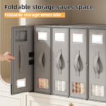 2-Pack Beige Foldable Bedding Storage Box with Zipper & Handle - Wardrobe Drawer Closet Organizer for Duvet Covers & Clothing (38x32x12CM) - Image 2