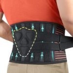 M Size Black Double-Compression Sports Waist Trimmer with 4 Steel Plates and 2 Spring Stays for Strength Training & Back Protection