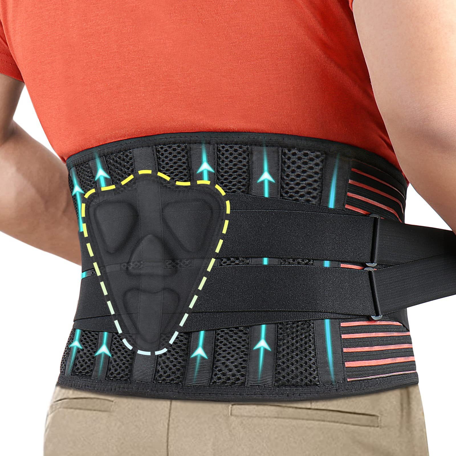 V888-ELOSUNG45936-202603171535-00 M Size Black Double-Compression Sports Waist Trimmer with 4 Steel Plates and 2 Spring Stays for Strength Training & Back Protection - Image 1