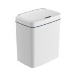 White Intelligent Dual-Sensor Trash Can (Hand-Wave & Knee-Bend) - Slim-Fit Touchless Battery-Powered Bin for Bathroom & Kitchen