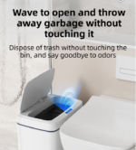 White Intelligent Dual-Sensor Trash Can (Hand-Wave & Knee-Bend) - Slim-Fit Touchless Battery-Powered Bin for Bathroom & Kitchen - Image 3