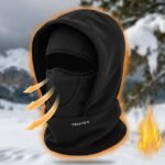 Windproof Thermal Rider Protection Set - 2 Pack Faux Rabbit Fur Knee Braces & Black Fleece Balaclava Hood Outdoor Sports Warmth Bundle - Image 2