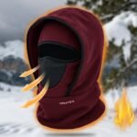 Windproof Thermal Rider Protection Set - 2 Pack Faux Rabbit Fur Knee Braces & Wine Red Fleece Balaclava Hood Outdoor Sports Warmth Bundle - Image 2