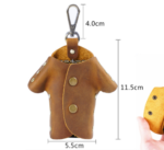 Black Genuine Crazy Horse Leather Key Case Creative Jacket Shape Holder Vintage Cowhide Pouch for Car Fob & House Keys Brown - Image 2