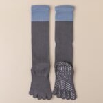 Grey 2PCS Women's Professional Five-Finger Compression Calf Socks - High-Performance Knee-High Non-Slip Grip Socks for Yoga, Running, and Fitness