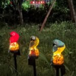 Three Color Solar Powered Parrot Garden Stake Lights - Hand-Painted Waterproof Resin LED Landscape Lamps for Outdoor Patio, Lawn, and Yard Decoration - Image 2