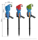 Three Color Solar Powered Parrot Garden Stake Lights - Hand-Painted Waterproof Resin LED Landscape Lamps for Outdoor Patio, Lawn, and Yard Decoration - Image 3