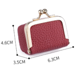 Orange Genuine Leather Mini Kiss-Lock Jewelry Pouch - Portable Travel Organizer for Rings, Earrings, Necklaces, and Coins - Image 2