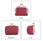 Orange Genuine Leather Mini Kiss-Lock Jewelry Pouch - Portable Travel Organizer for Rings, Earrings, Necklaces, and Coins - Image 3