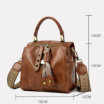 Blue Vintage Look PU Leather Box Bag | Stylish Top Handle Crossbody Tote | Multi-Carry Bucket Bag with Wide Strap - Image 2