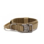 M Khaki Heavy Duty Tactical Dog Collar | Military Grade Nylon with Zinc Alloy Quick-Release Buckle | Padded Training Collar for Medium to Large Breeds