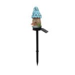 Blue House Solar Powered Mushroom House Garden Stake Lights - Outdoor Waterproof Resin Landscape Decorative Lamps with Warm LED Glow for Patio, Lawn, and Yard