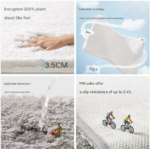 Khaki 50*80cm Luxury 3.5cm Shag Bath Mat | Silver Ion Antibacterial Technology | Quick Dry Non-Slip TPR Bathroom Rug - Image 4