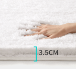Khaki 60*90cm Luxury 3.5cm Shag Bath Mat | Silver Ion Antibacterial Technology | Quick Dry Non-Slip TPR Bathroom Rug - Image 3