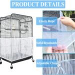 XXL Whiteã€Height 40, Circumference 220ã€‘ Large Bird Cage Seed Catcher Net Cover - Adjustable Mesh Guard Splash-Proof Dust Cover for Indoor Outdoor Cages - Image 4