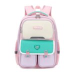Pink-green Lightweight Kids School Backpack | Large Capacity Multi-Pocket Travel Bag | Ergonomic Primary Student Daypack