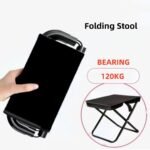 Beige Outdoor Folding Stool with Carrying Handle - Portable Camping Seat, Fishing Chair, Collapsible Zipper Stool for Outdoors, Queueing, and More - Image 3