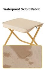 Beige Outdoor Folding Stool with Carrying Handle - Portable Camping Seat, Fishing Chair, Collapsible Zipper Stool for Outdoors, Queueing, and More - Image 4