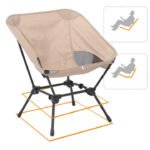 Beige Portable Lightweight Folding Beach Chair - Compact Fishing Chair with Square Legs for Outdoor Use - Image 4