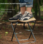 Small Gold Ultralight Portable Folding Camping Stool - Compact Aluminum Chair for Hiking, Fishing & Outdoor Events - Image 3