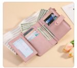 Red Soft PU Leather Women's Wallet â€“ Compact Foldable Wallet with Multiple Card Slots and Zippered Compartment - Image 4
