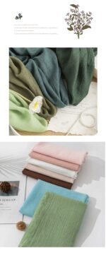 Dark Yellow Cotton and linen scarves - Elegant, solid-color, lightweight shawls, soft and comfortable, suitable for pairing with various outfits. - Image 4