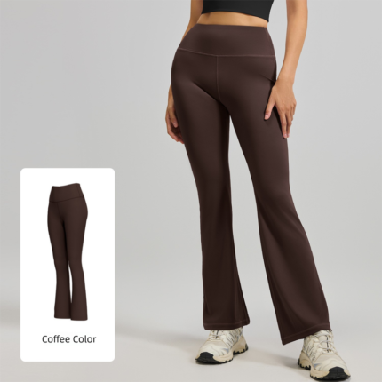 S Coffee High-Waisted Flared Yoga Pants â€“ Sculpting & Slimming Fitness Leggings
