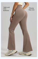 L Coffee High-Waisted Flared Yoga Pants â€“ Sculpting & Slimming Fitness Leggings - Image 5