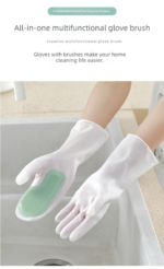 3 Pairs of Green Brush Gloves Integrated Brush Glove â€“ Multifunctional Cleaning Glove for Kitchen, Dishwashing & Household Tasks - Image 4