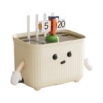 Beige Router Storage Box - Multi-Layer Cable Management Organizer for Home Wi-Fi Equipment
