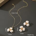 White Floral Enamel Jewelry Set â€“ Five-Piece Alloy Accessory Collection with Minimalist Botanical Design - Image 5