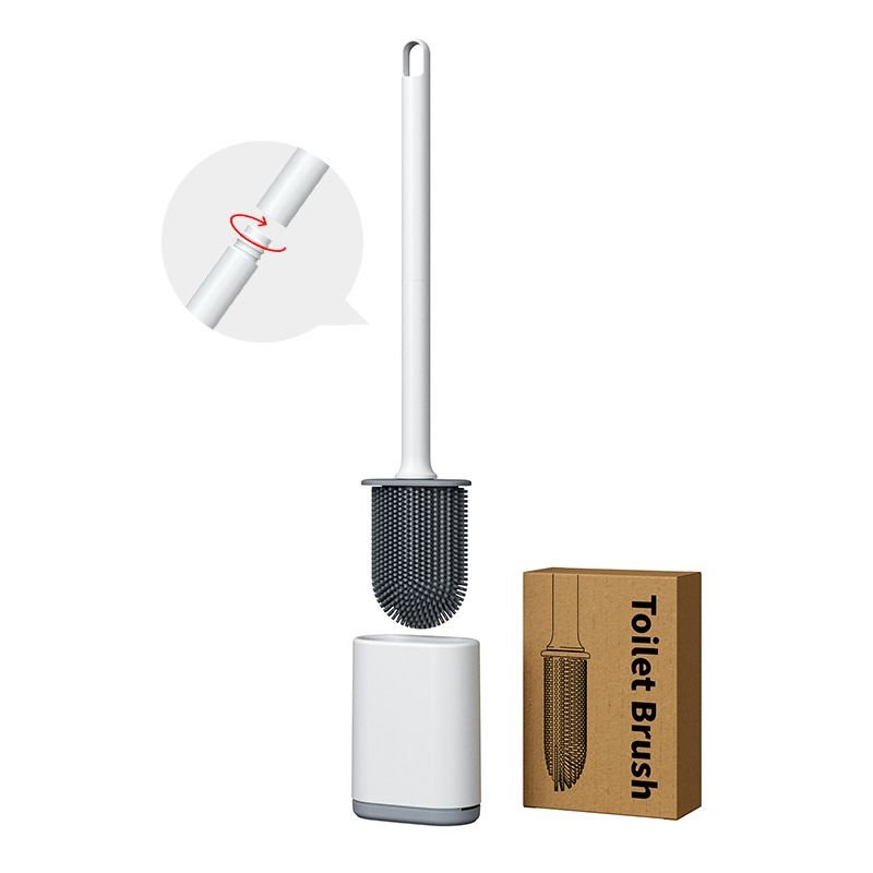 V888-ELOSUNG47197-00 White Wall-Mountable Toilet Brush Set – Soft-Tip 360° Cleaning System - Image 1