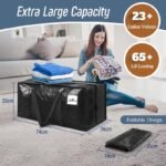 4 Pack Extra Heavy Duty Large Moving Bags with Strong Zipper & Comfortable Handles, Sturdy & Durable Clothes Storage Bags Totes Bins,  Packing Moving Boxes for Clothes, Bedding, Dorm & Travel, Black - Image 2