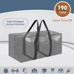 4 Pack Extra Heavy Duty Large Moving Bags with Strong Zipper & Comfortable Handles, Sturdy & Durable Clothes Storage Bags Totes Bins,  Packing Moving Boxes for Clothes, Bedding, Dorm & Travel, Black - Image 3