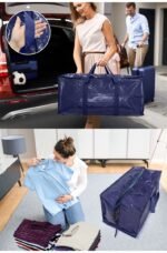 4 Pack Extra Heavy Duty Large Moving Bags with Strong Zipper & Comfortable Handles, Sturdy & Durable Clothes Storage Bags Totes Bins,  Packing Moving Boxes for Clothes, Bedding, Dorm & Travel, Black - Image 5