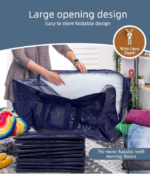 4 Pack Extra Heavy Duty Large Moving Bags with Strong Zipper & Comfortable Handles, Sturdy & Durable Clothes Storage Bags Totes Bins,  Packing Moving Boxes for Clothes, Bedding, Dorm & Travel, Black - Image 6