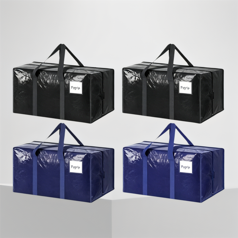 V888-ELOSUNG47235-00 4 Pack ( 2 Dark Blue+2 Black ) Extra Heavy Duty Large Moving Bags with Strong Zipper & Comfortable Handles, Sturdy & Durable Clothes Storage Bags Totes Bins, Packing Moving Boxes for Clothes, Bedding, Dorm & Travel, - Image 1