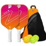 Orange and Pink Gradient Pickleball Paddle Set -  Fiberglass Paddles with PP Honeycomb Core, 2 Paddles 4 Balls & Carry Bag