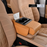 Yellow Car Central Armrest Box Raiser Pad with Cup Holder, Tissue Box & Phone Storage â€“ 4-in-1 Multi-Functional Design