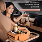 Yellow Car Central Armrest Box Raiser Pad with Cup Holder, Tissue Box & Phone Storage â€“ 4-in-1 Multi-Functional Design - Image 4