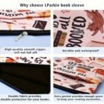 Black skull Zippered Book Sleeve with Printed Design â€“ Waterproof Protective Cover for Books, Ideal for Readers and Students with Extra Pocket & Carry Strap - Image 2